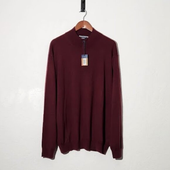 Charles Tyrwitt Men's 1/4 Zip Long Sleeve Pullover Sweater Burgundy Size XXL - Picture 1 of 4